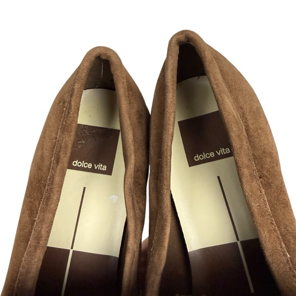 Anthropologie Dolce Vita Sallie Brown Suede Woven Chain Loafers - Picture 4 of 8